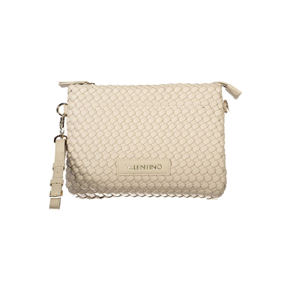 Mario Valentino Beige Polyethylene Women Handbag with adjustable strap and woven design