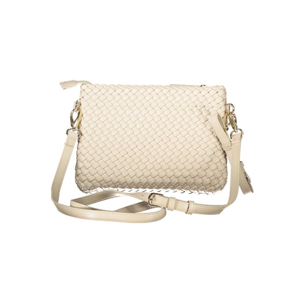 Mario Valentino Beige Polyethylene Women Handbag with adjustable strap for chic style.