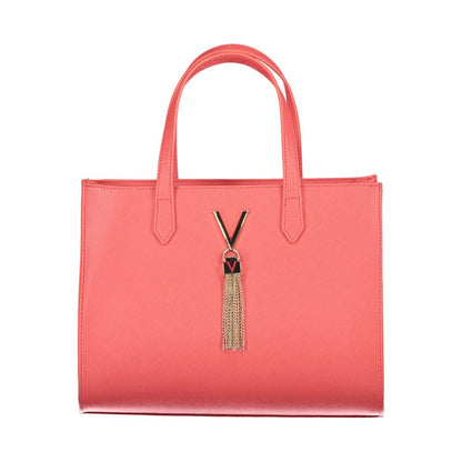 Mario Valentino Pink Polyethylene Handbag with handles, adjustable strap, internal pockets, contrasting details, and zip closure.