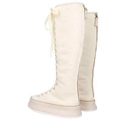 Max Mara Beige Fabric Lace-Up Boots