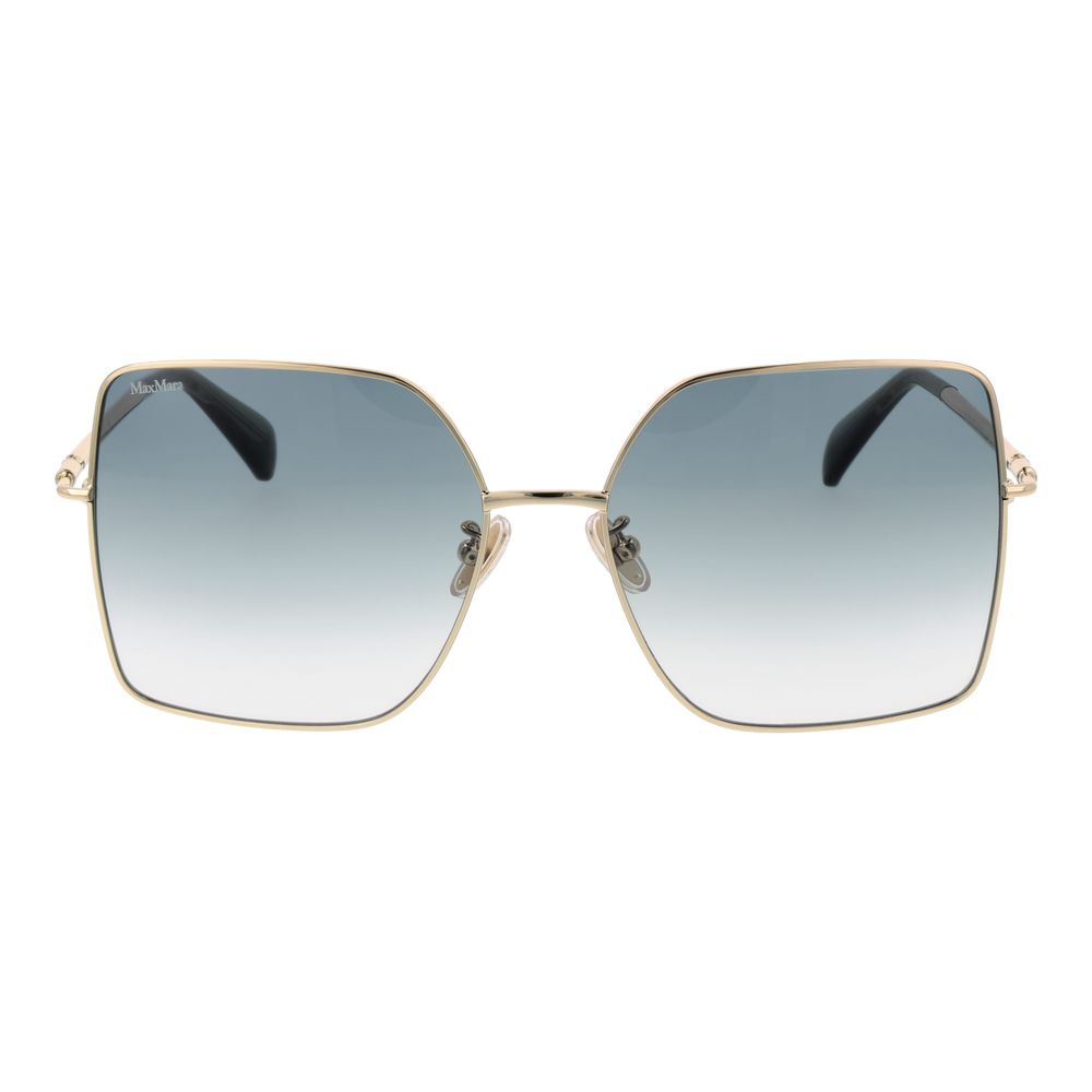 Max Mara Gold Metal Sunglasses with full-rim butterfly style and gradient green lenses, featuring 100% UVA & UVB protection.