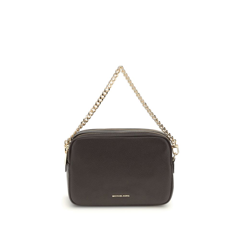 Michael Kors Bryant Bag featuring a top handle and gold-tone chain strap, elegant design with secure zip closure and functional compartments.