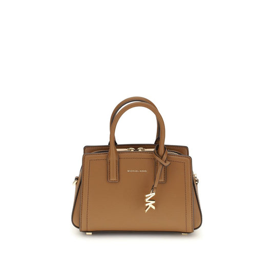 Michael Kors Laila Shoulder Bag in brown with gold-tone details, adjustable strap, top handle, and two-way zip closure, AW25 collection.