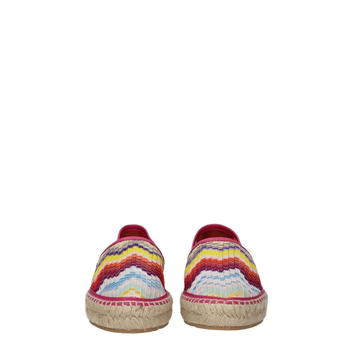 Missoni Multicolor Fabric Espadrilles with vintage style, featuring leather, rubber sole, round toe, and low flat heel.
