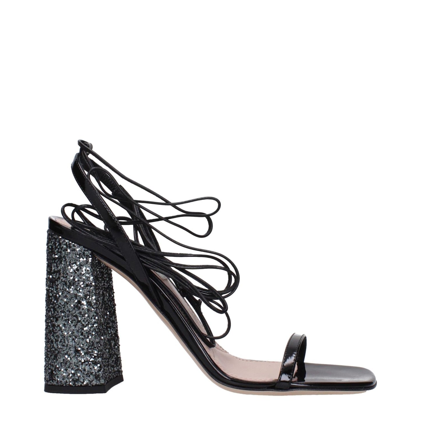 Miu Miu Black Leather Platform Sandals