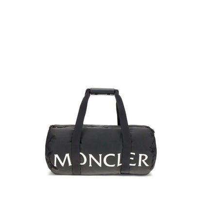 Moncler Black Nylon Luggage And Travel bag with logo and leather-tab handles