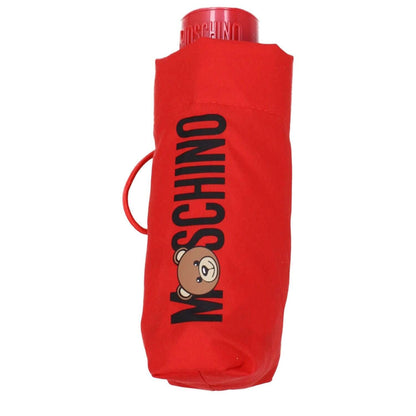 Moschino Red Polyester Umbrella with logo, casual style, bright red color, MPN 8430SUPERMINIC, designed for stylish weather protection.