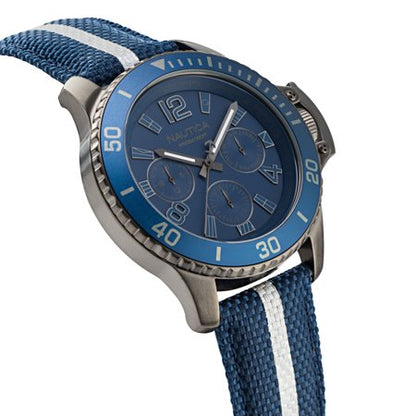 NAUTICA Mod. NAPBSF919 Gent's Quartz Analog Watch with Blue Dial and Bracelet, Water Resistant 10 ATM, Official Packaging