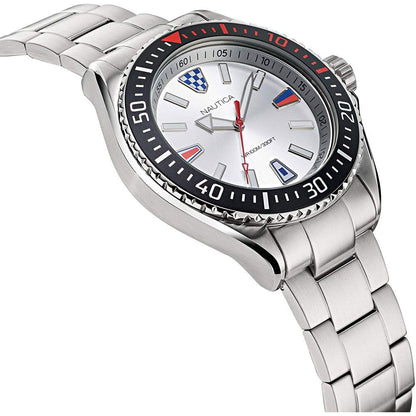 NAUTICA Mod. NAPCPS905 gent's quartz watch with multifunctional dial, 46mm case, water resistant 10 ATM, and official box packaging.