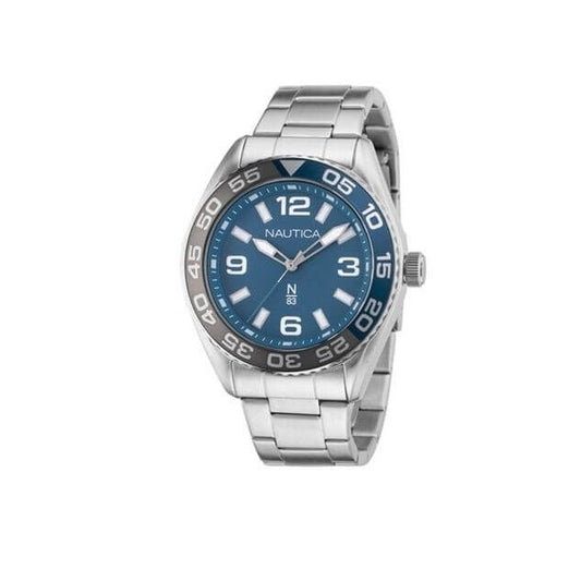NAUTICA Mod. NAPFWS307 Quartz Analog Gent Watch, 44mm Mineral Dial, Water Resistant 5 ATM, Stainless Steel Bracelet