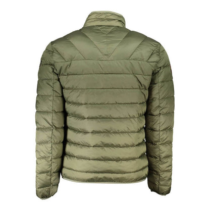 Back view of Napapijri Green Polyamide Men Jacket with quilted design and high collar for modern explorers.