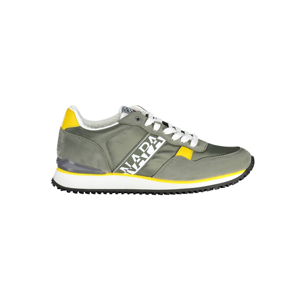 Napapijri Green Polyester Men Sneaker with bold contrasting details and iconic logo, showcasing style and quality for trendsetters.