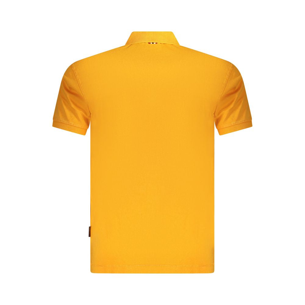 Napapijri Orange Cotton Men Polo Shirt with classic short-sleeve design, showcasing vibrant color for stylish gatherings.