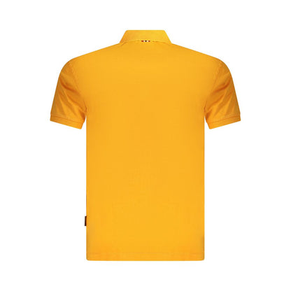 Napapijri Orange Cotton Men Polo Shirt with classic short-sleeve design, showcasing vibrant color for stylish gatherings.