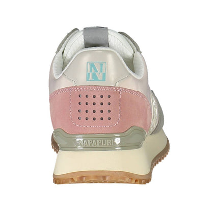 Back view of Napapijri Pink Polyester Women Sneaker showcasing logo and contrasting details.