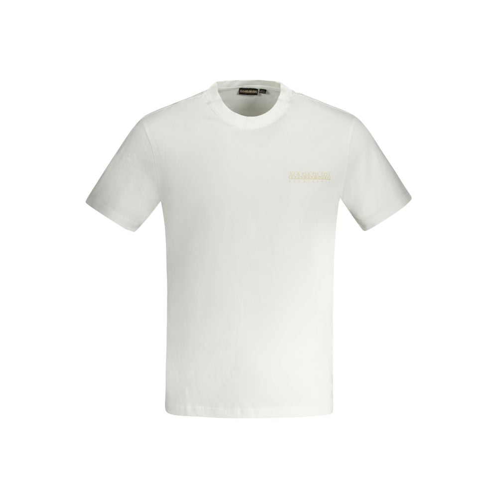Napapijri White Cotton T-Shirt, short sleeve, regular fit, crew neck with logo, 100% organic cotton