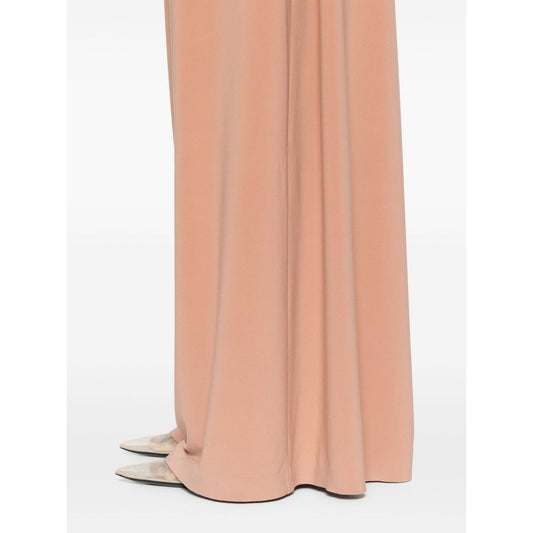 Norma Kamali Trousers Beige with elasticated waistband and wide leg design, featuring two side pockets and high-waisted fit.