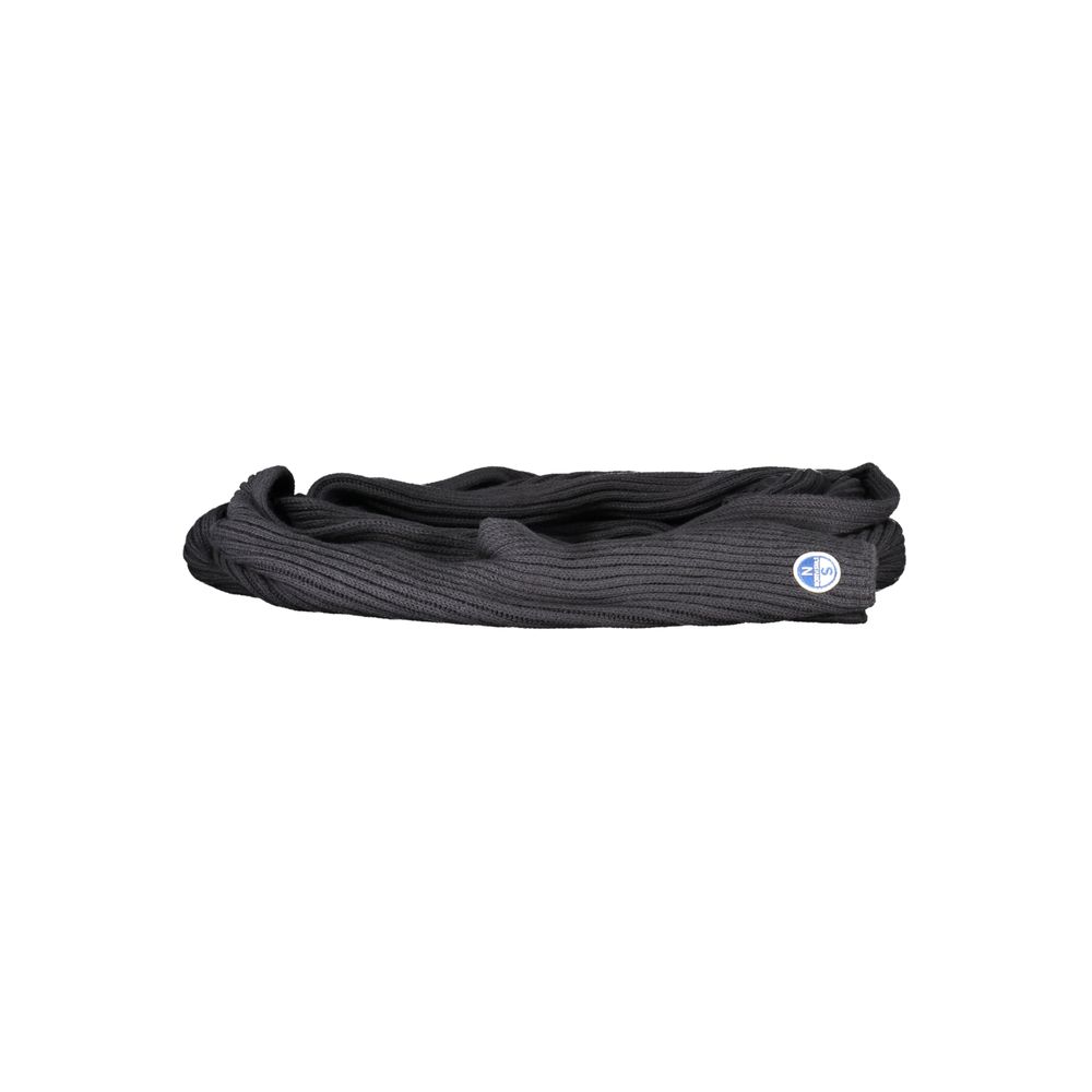 North Sails Black Cotton Scarf, 30x190 cm with logo application, folded on white background