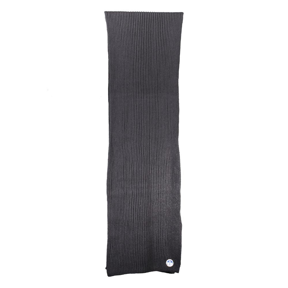North Sails Black Cotton Scarf, 30x190 cm with logo application, elegant design, perfect for a stylish accessory.