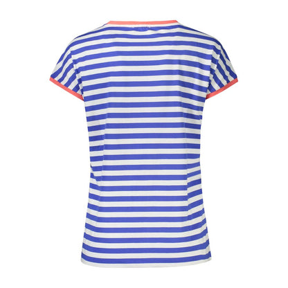North Sails Blue Cotton T-Shirt, sleeveless striped crew neck with contrasting details and embossed print, back view