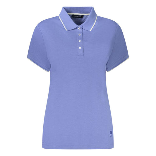 North Sails Blue Cotton Women Polo Shirt with 4-button design and logo, ideal for casual and sophisticated occasions.