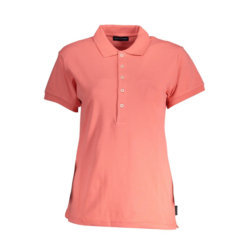 North Sails Pink Cotton Women Polo Shirt with a five-button placket and logo, crafted from eco-conscious organic cotton blend for stylish comfort.