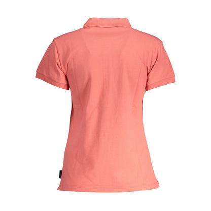 Back view of North Sails Pink Cotton Women Polo Shirt in organic cotton blend.
