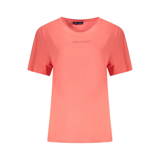 North Sails Pink Cotton Women T-Shirt with embossed logo and wide neck cut