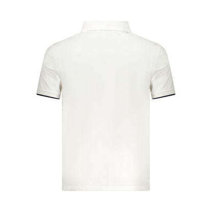 Back view of North Sails White Cotton Men Polo Shirt with sleek design and contrasting details, showcasing luxury and comfort.