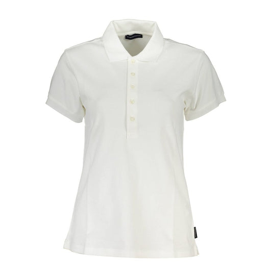 North Sails White Cotton Women Polo Shirt with 4-button design and nautical-inspired logo.