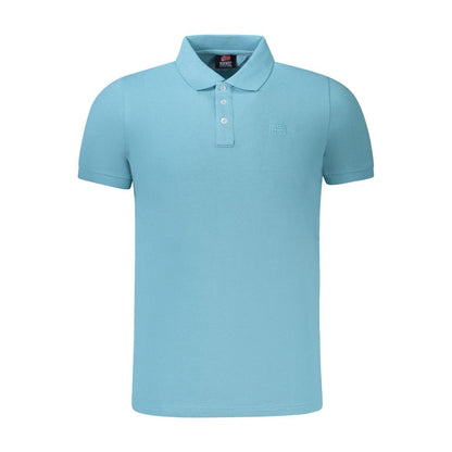 Norway 1963 Light Blue Cotton Men Polo Shirt with short sleeves, classic three-button design, and subtle embroidery.