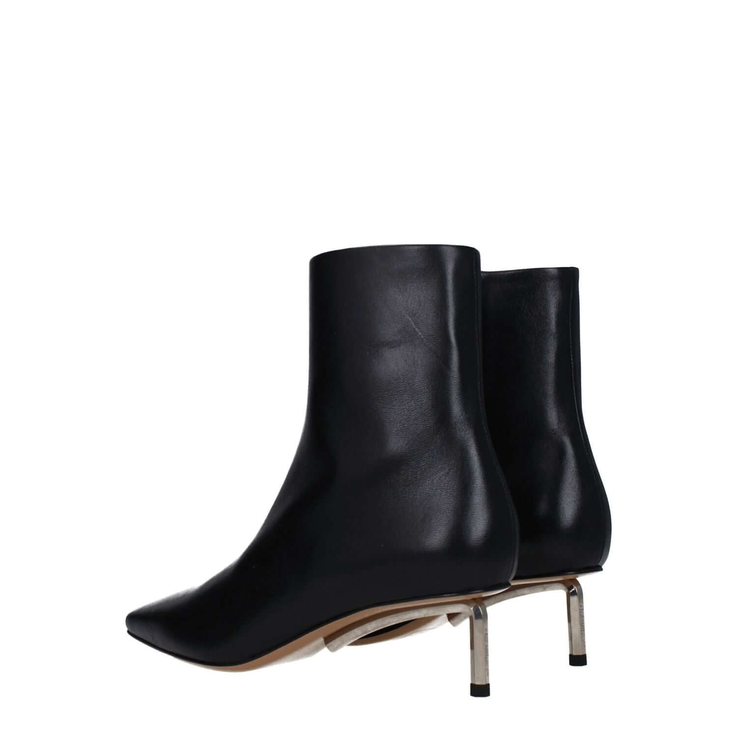 Off-White Black Leather Ankle Boots