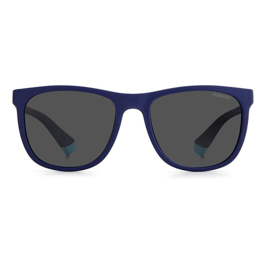 POLAROID MOD. PLD 8049_S JUNIOR unisex sunglasses, front view with dark lenses and blue frame.