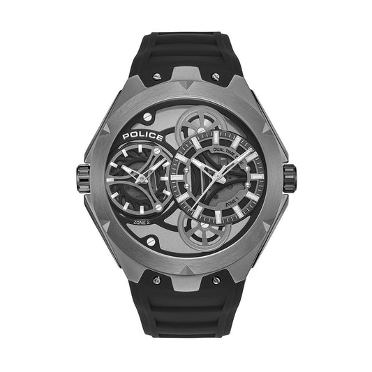 POLICE WATCHES Mod. PEWGM0081701 dual-time watch with black and gray design