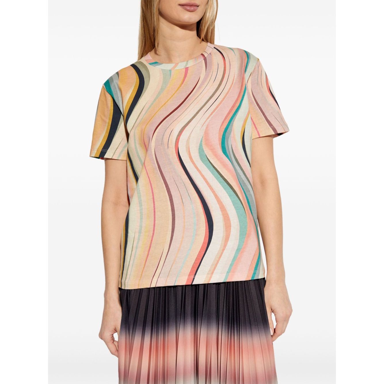 PS By Paul Smith T-shirts and Polos MultiColour - Light pink crew neck short sleeve cotton t-shirt with swirl pattern.