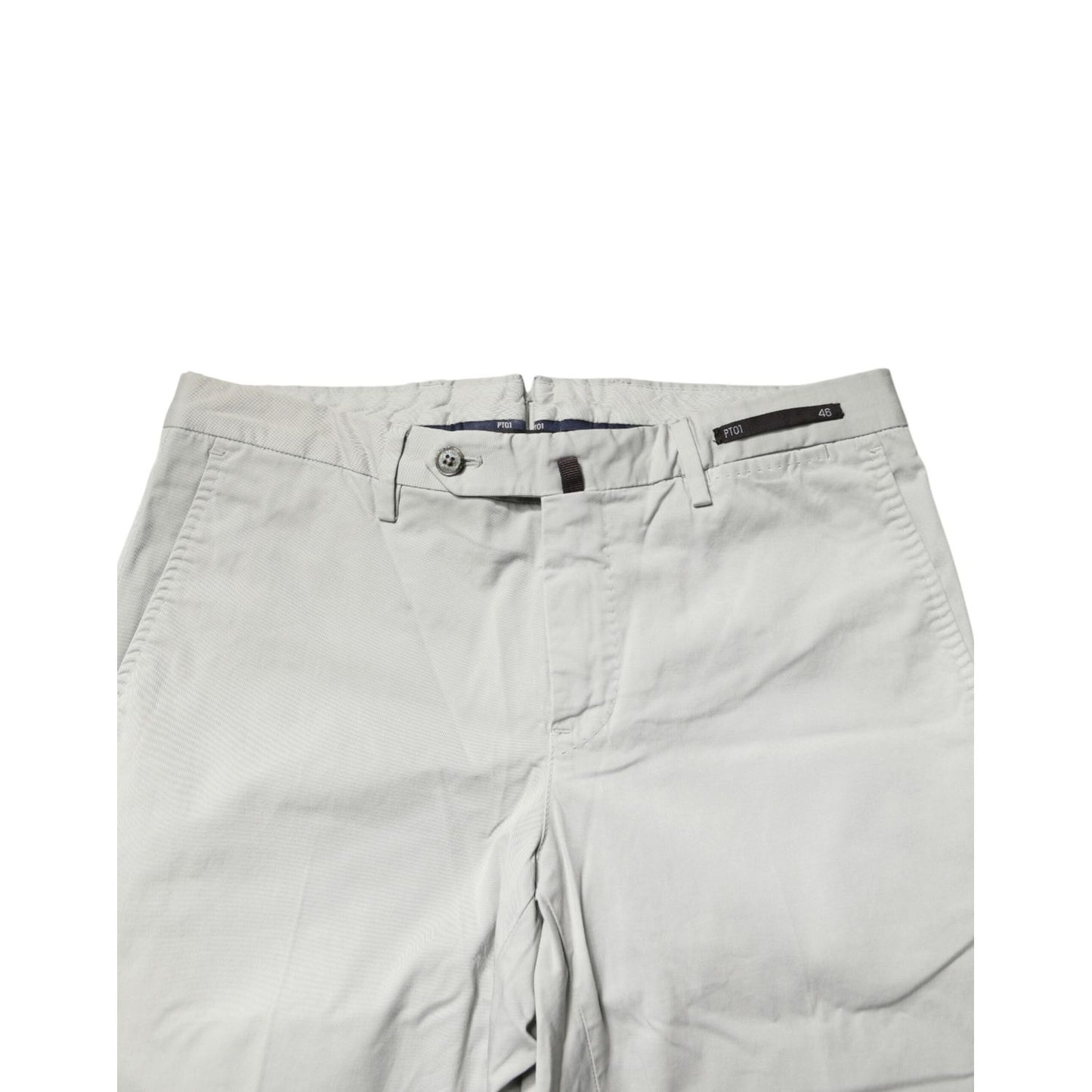 PT01 Light Gray Mid Waist Men Straight Chino Trouser Pants