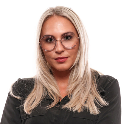 Lady wearing PUCCI MOD. EP5089 54083 glasses, showcasing stylish eyewear fashion.