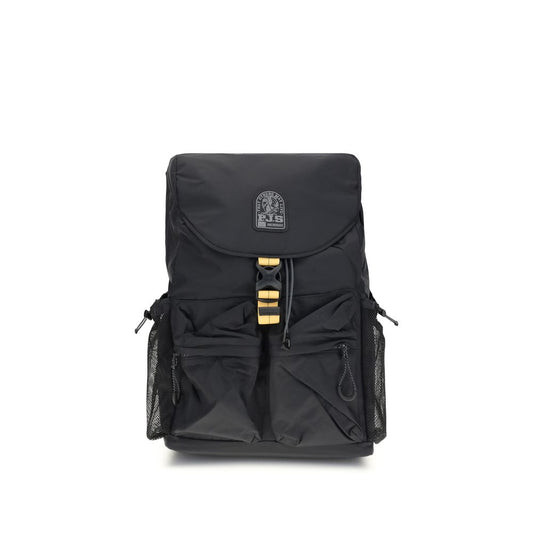 Parajumpers Black Nylon Backpack with multiple pockets, adjustable straps, ideal for travel and daily use, from Icon Lite line.
