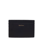 Paul Smith Signature Stripe leather card case with black card slots and logo stamp on the front.