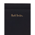 Paul Smith Signature Stripe leather card case with black card slots and logo stamp on the front, featuring a rectangle shape.