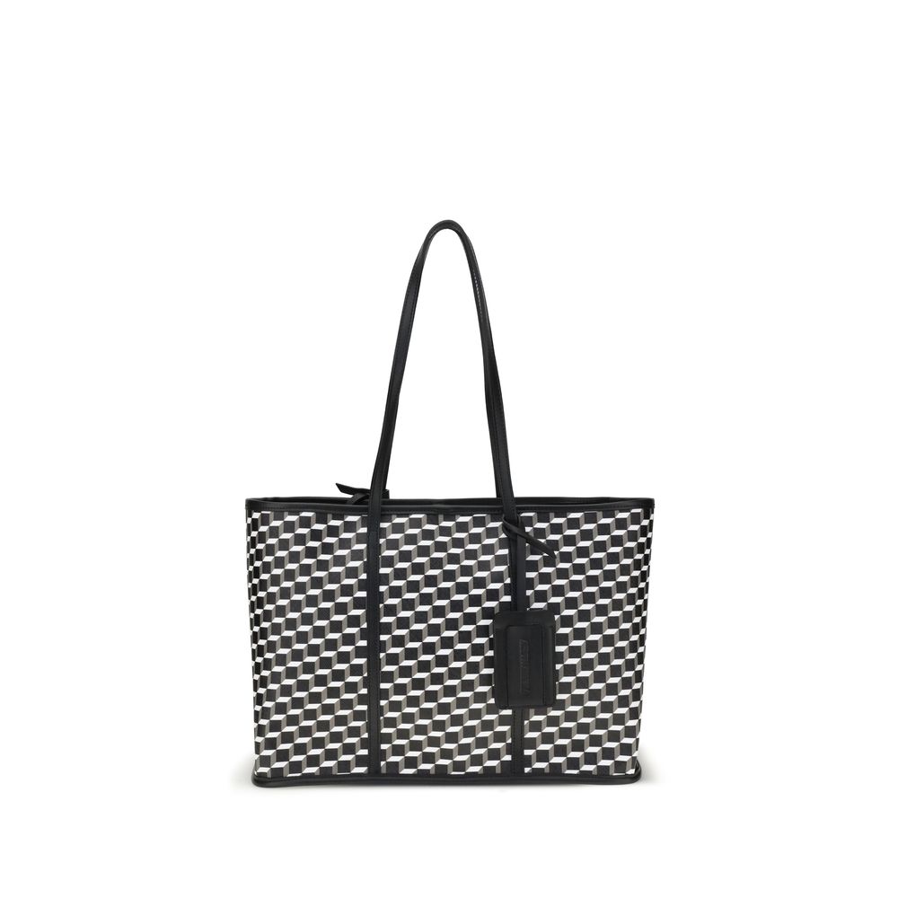 Front view with bag zipped and handles upright.