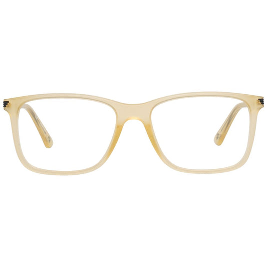 Police Yellow Men Glasses Frame with full-rim, metal and plastic material, and spring hinge. Size 52-17-140, includes branded case.