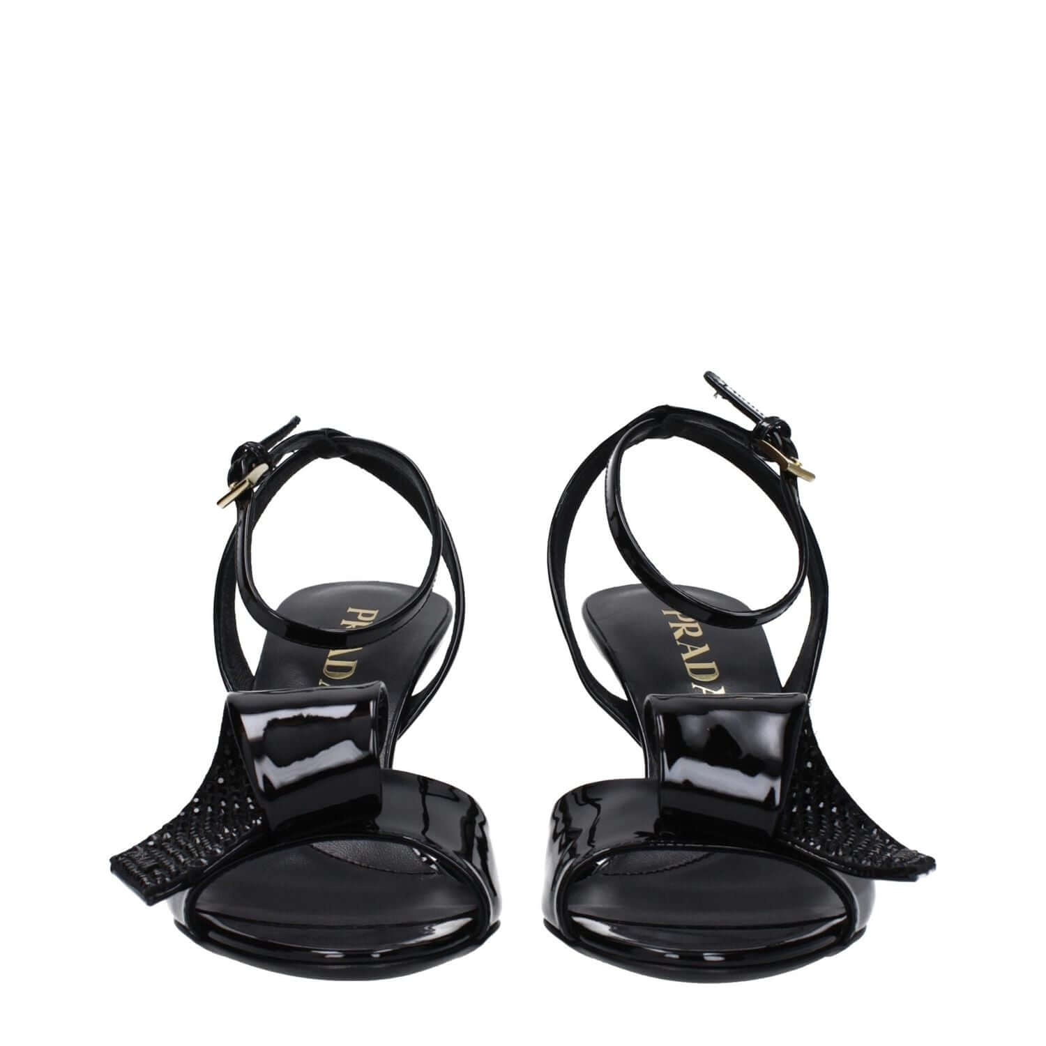 Prada Black Leather Stiletto Heel Sandals