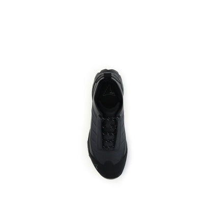 Top view of ROA Black Polyamide Athletic Sneakers with lace-up closure and rubber toe cap.