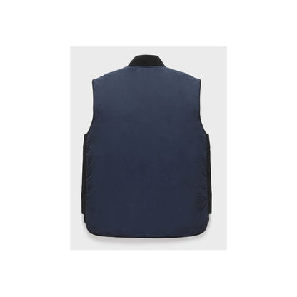 Refrigiwear Blue Polyamide Men Vest showing back view, breathable summer sleeveless down jacket with zipper and pockets.