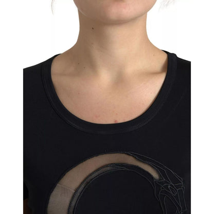 Roberto Cavalli Black Viscose Round Neck CLASS T-shirt