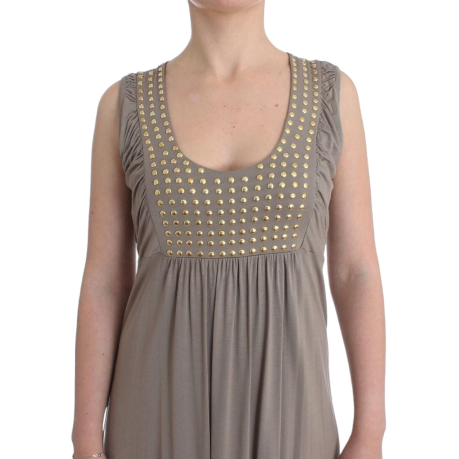 Roccobarocco Khaki studded sheath dress