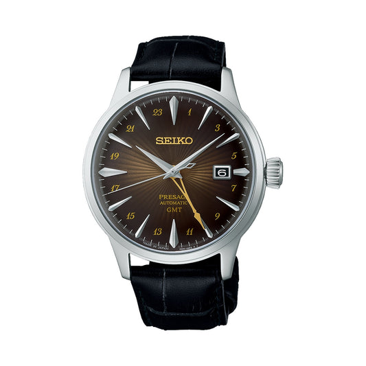 SEIKO PRESAGE Mod. COCKTAIL AUTOMATIC - RUSTY NAIL wristwatch with stainless steel case and leather strap