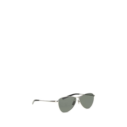 Saint Laurent Silver Metal Sunglasses with triangular frames and nylon lenses, perfect for a bold and modern style statement.