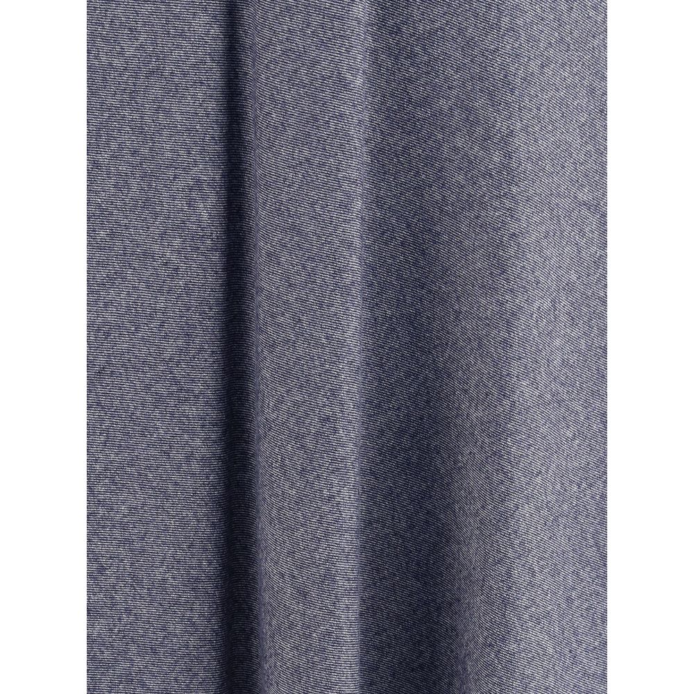 Sara Roka Blue Cotton Midi Skirt fabric detail in denim-effect, highlighting flared silhouette and elegant design.